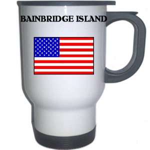 US Flag   Bainbridge Island, Washington (WA) White Stainless Steel Mug