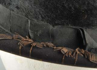 Antique Black Beaver Fur Top Hat w Dobbs Fifth Avenue Hat Box  