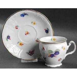 Baum Brothers Genori Fruit Footed Cup & Saucer Set, Fine China 