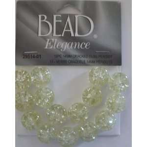  15 pc Peridot Round Cracked Glass Beads   Bead Elegance by 