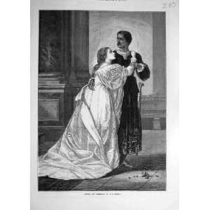  1874 Othello Desdemona Herrick Lady Man Theatre Print 