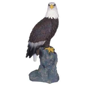   Polyresin Brown And White Bald Eagle Perched On Rock