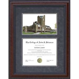 Diploma Frame with Licensed Bellarmine University Campus Lithograph 