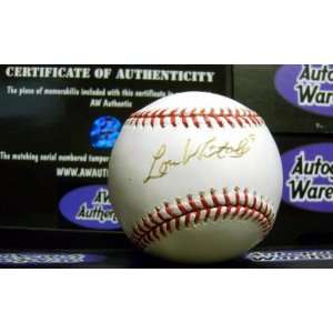    Lou Whitaker Signed Ball   Yellowed Clearance 