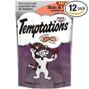 WHISKAS TEMPTATIONS Treats for Cats Skin & Coat, 2.1 Ounce (Pack of 12 