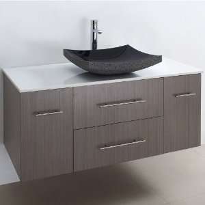 Bianca 48 Bathroom Vanity   Grey Oak with White Stone Counter and 