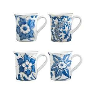 Vietri Blu Bianco Assorted Mug (Set of 4) 4.5 in H, 14 oz  