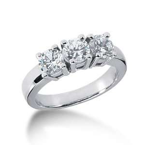  2 Ct Diamond Engagement Ring Round Prong Three Stone 14k 