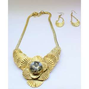  Antique Gold Black Diamond Necklace Set 