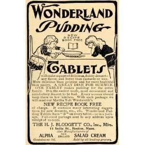  1902 Ad Wonderland Pudding Tablet Blodgett Dinner Food 
