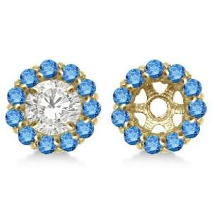  Fancy Blue Diamond Earring Jackets 14k Yellow Gold (1.00ct 
