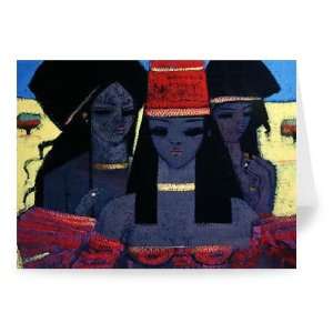  Three (acrylic on paper) by Endre Roder   Greeting Card 
