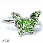 Light Multi Crystal Butterfly Ring Silver Tone s1116  