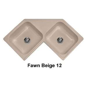  Fawn Beige Harmony Harmony Double Bowl Self Rim Corner Kitchen Sink 