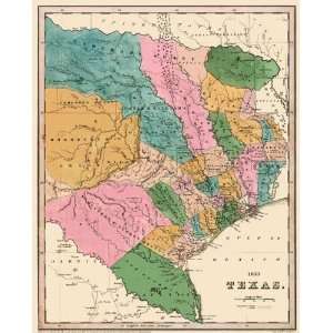    STATE OF TEXAS (TX) BY T.G. BRADFORD 1833 MAP