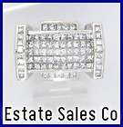 Mens 14kwg Princess VS Diamond Heavy Cluster Ring 25g 3.80ct