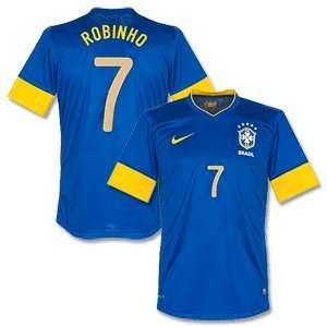  12 13 Brazil Away Authentic Jersey + Robinho 7