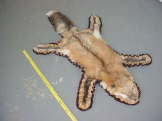 Red Pearl Fox Fur Hand Sewn Felt Rug Tanned hide/skin  