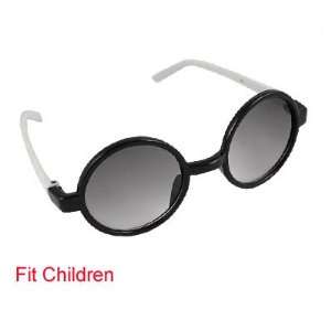   Round Black Rim White Arms Plastic Sunglasses