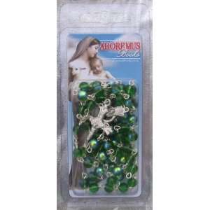  6mm Emerald/Gold Highlights Rosary (48 714 11C) With 