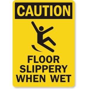  Caution Floor Slippery When Wet (with graphic), Vertical 