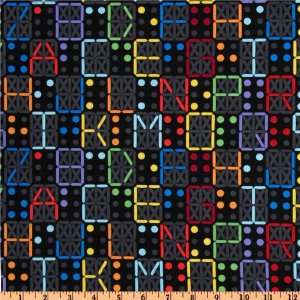  44 Wide Timeless Treasures Braille Alphabet Black Fabric 