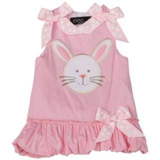  Mud Pie Baby Eieio Pink Cotton Bubble Dress, Bunny, 12 