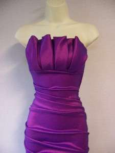 Betsy & Adam Fuschia Strapless Stretch Taffeta Ruched Formal Gown 
