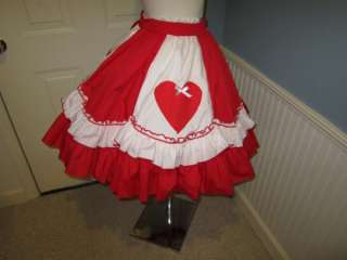   Valentine Red/White Square Dance Skirt Promenade Fashions M  
