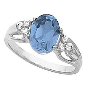  14K White Gold London Blue Topaz and Diamond Ring Jewelry