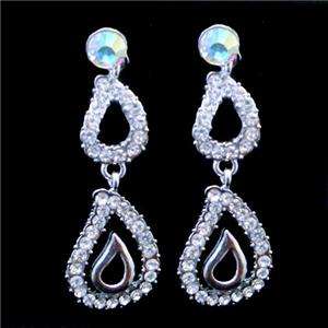 Posh Bridal Drop Necklace Earring Set Swarovski Crystal  