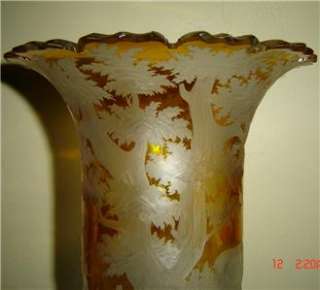 Intaglio Engraved Bohemian Cut Glass Vase Franz P. Zach  