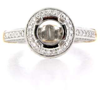   platinum 18k rose gold diamond antique style engagement ring setting