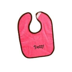  Personalized Bright Baby Bib   Hot Pink & Brown Baby