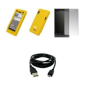  Yellow Silicone Skin Cover Case + Screen Protector + USB Data Cable 