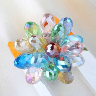 Crystal Glass Flower Cocktail Lady Ring 1 piece. A very good gift for 