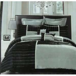  8pc Oaklyn King Comforter Set Black/Silver