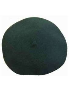 NEW Green 100% Wool Beret Army Style Hat Artist Beanie  