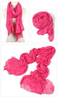 Girl Womens Pure Color Candy Long Crinkle Soft Scarf Wraps Shawl 