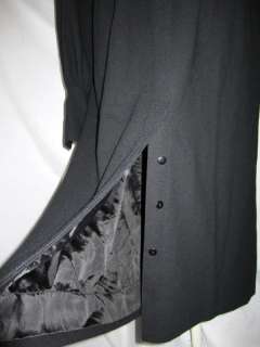 Vtg 80s ADELE SIMPSON for GUMPS Black 100% Wool Midi Dress L  
