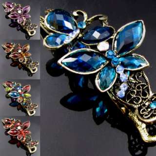   , 1 rhinestone crystal antiqued butterfly hair clamp cli