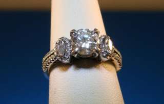 Simon G Round Marquise Diamond 18K White Gold Engagement Ring  