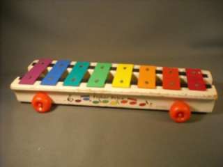 1978 FISHER PRICE WOOD MUSICAL XYLOPHONE PULL TOY  