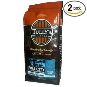 Tullys Coffee Full City Roast, Whole Bean, 12 Ounce Bags (Pack of 2 
