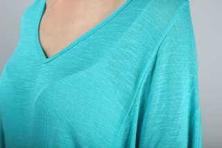 MOGAN Batwing V neck Slub Knit Shirt Top S M L 6 Colors  