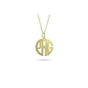  Gold Vermeil Small Block Style Monogram Necklace Jewelry