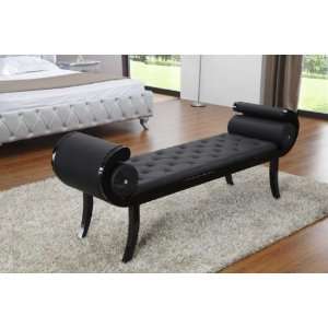 Vig Furniture Monte Carlo Black Leatherette Bench 