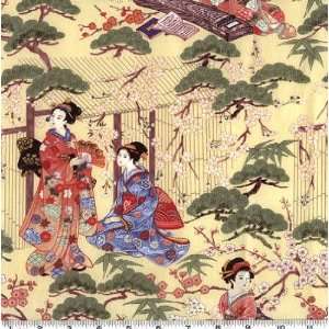   Wide Geisha Garden Parchment Fabric By The Yard Arts, Crafts & Sewing