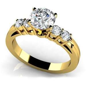 Yellow Gold, Channel Band Diamond Engagement Ring, 1.03 ct. (Color HI 