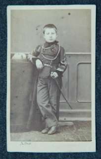 LITTLE BOY WITH MILITARY UNIFORM AND SWORD 1868   CDV RARE   
